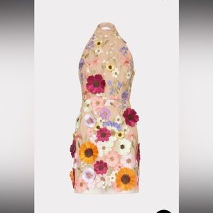NWT MILLY Hariet 3D Floral Mesh Embroidered Dress Halter Mini Size 4